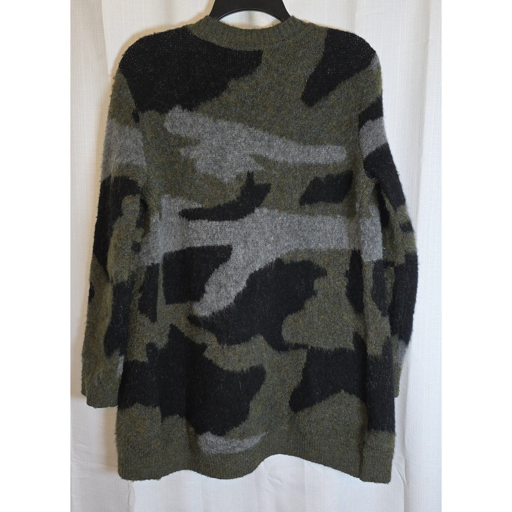 ANTHROPOLOGIE Moth Sweater Women's Size XS Green Camo Knit Open Front Cardigan - Picture 2 of 11